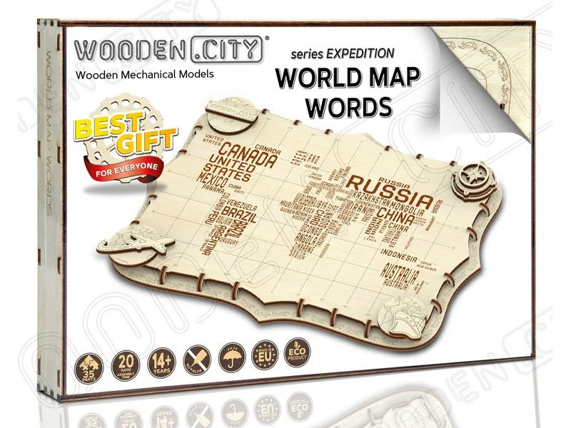 WOODEN.CITY Bausatz World Map Words 6 WOODEN.CITY Bausatz World Map Words – Bild 4